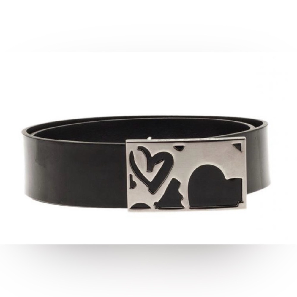 Burberry Hearts Black Leather Belt with Silver Buckle EC - Picture 7 of 7